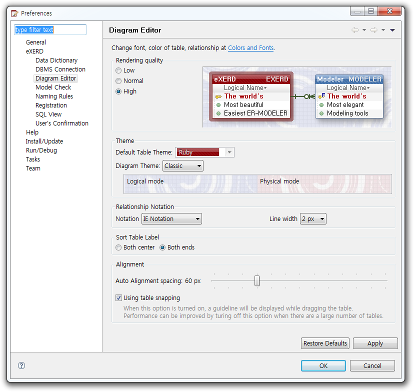 Diagram Settings