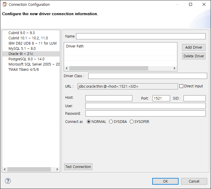 JDBC Driver Connection Setting