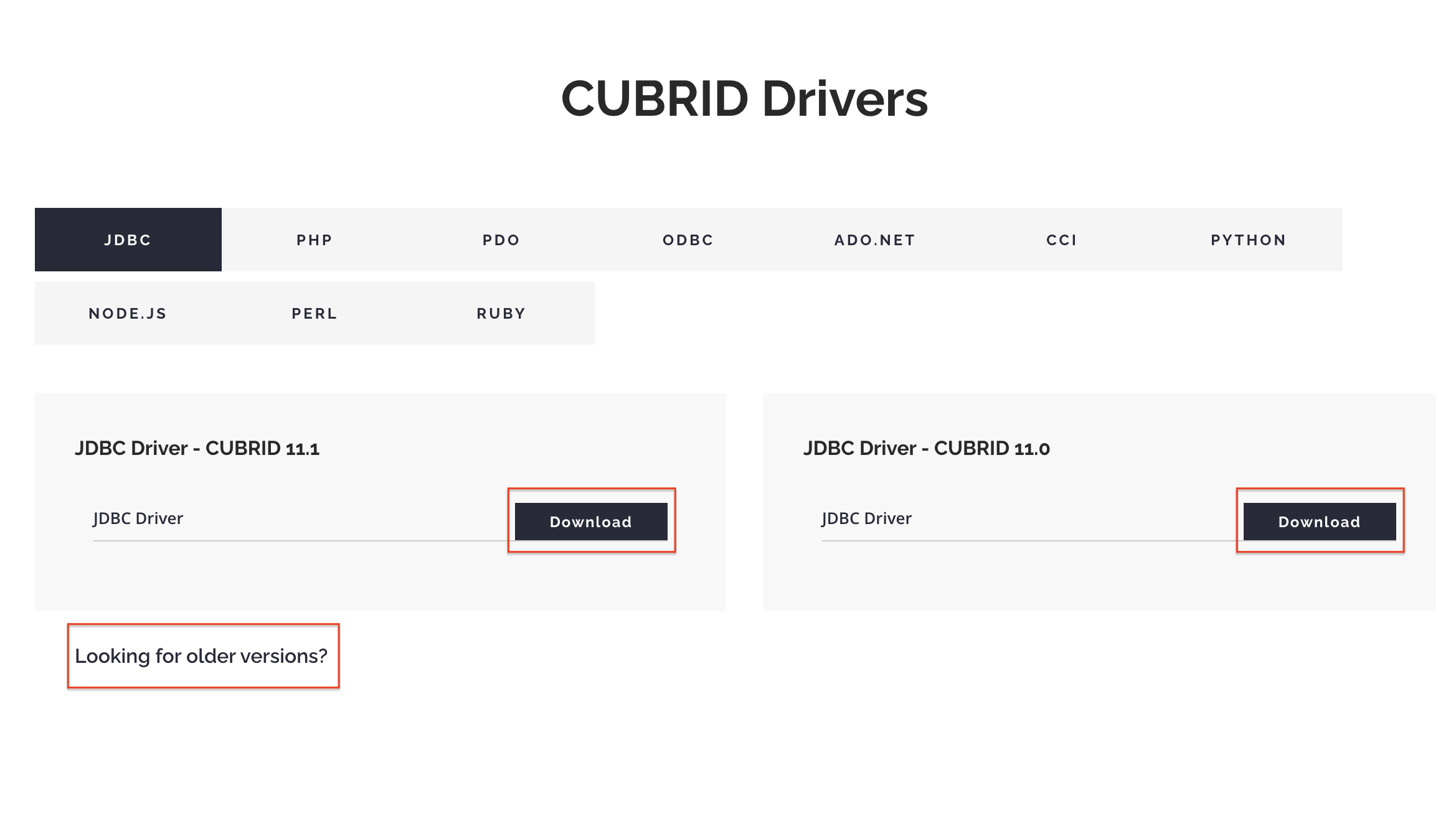 Cubrid JDBCダウンロード