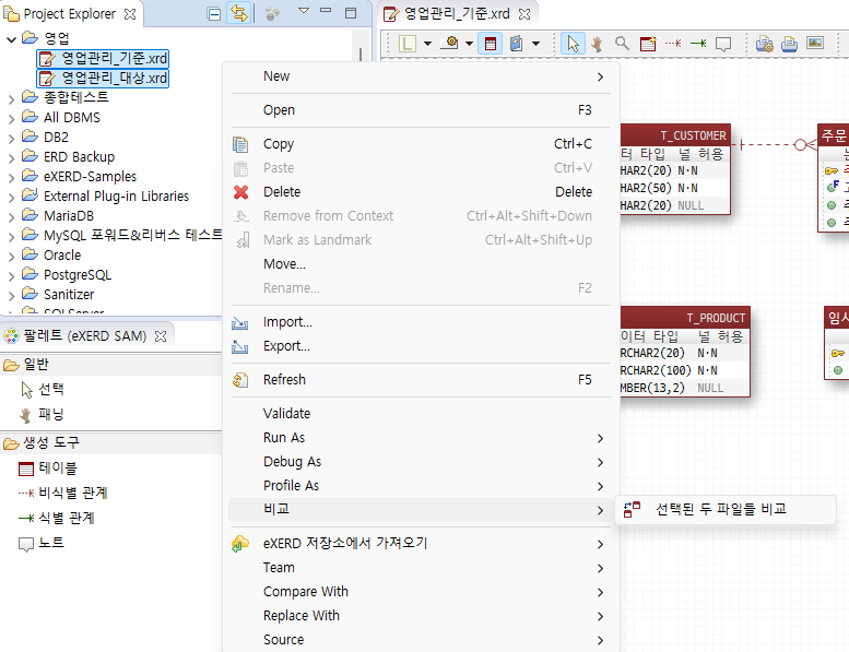 선택된 두 파일들 비교