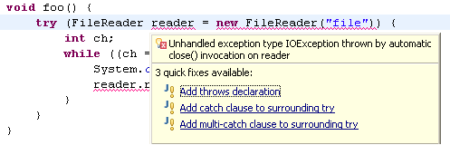Detection of unhandled exceptions thrown by automatic close()