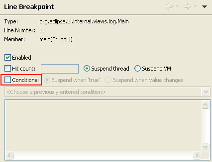 Breakpoint condition option