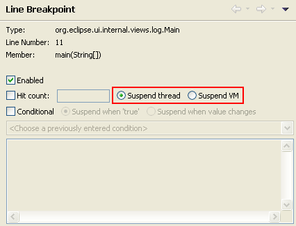 Breakpoint suspend policy option