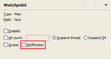 Watchpoint field modification option