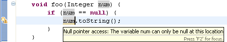 Null pointer access example
