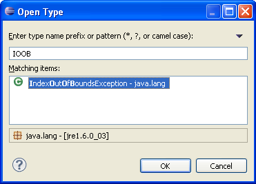 Open type dialog with camel case matching