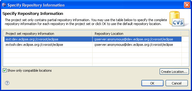 Repositories configuration dialog