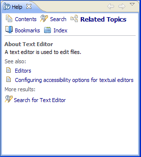 Help view showing context-sensitive help