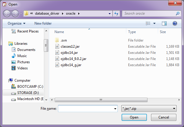 JDBC Driver File Select