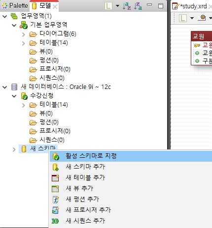 활성 스키마 지정
