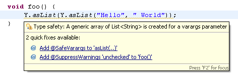 Add @SafeVarargs to declaration
