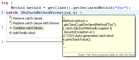 Combine catch blocks