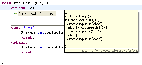 Convert 'switch' to 'if-else' quick assist