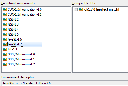 The execution environments preference page