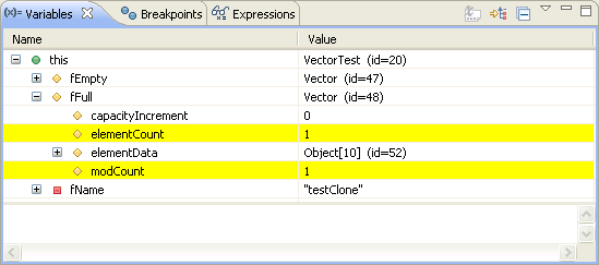 Variables view