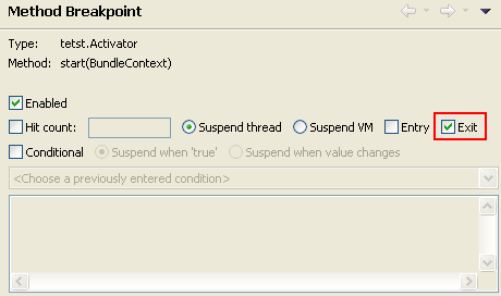 Method breakpoint exit option