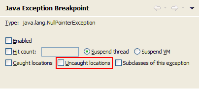 Exception breakpoint uncaught option