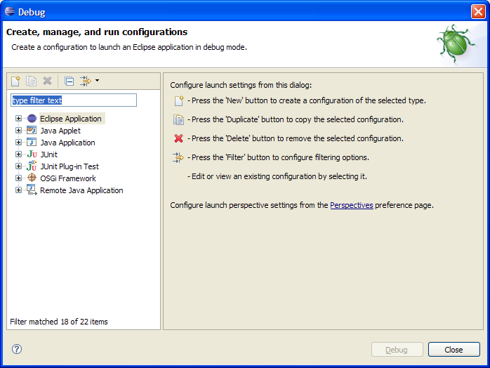 Launch Dialog In Debug Mode