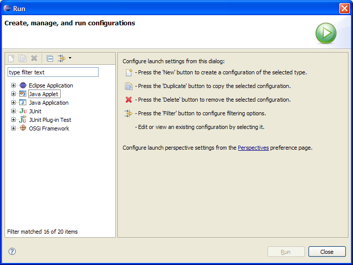 Launch Dialog In Run Mode