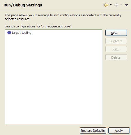 Run / Debug Property Page
