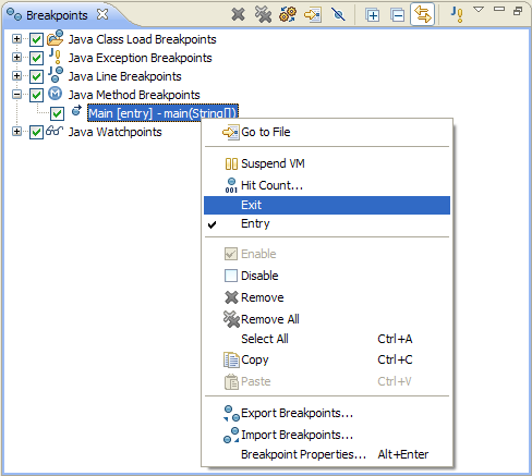 Method Breakpoint Exit