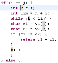 Editor with occurrences of 'info' marked