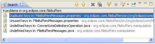 Externalized string search result example