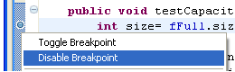 Disable Breakpoint action in the ruler context menu