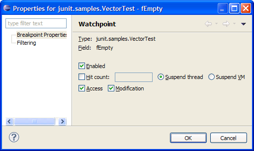 Breakpoint properties dialog