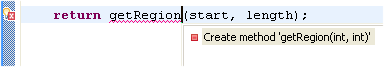'Create method' quick fix