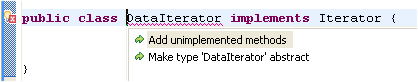 Quick Fix offering 'Add unimplemented methods' proposal