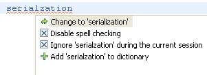 An example of a spelling correction proposal.