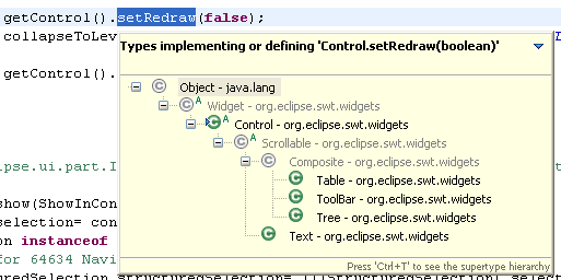Quick Type Hierarchy dialog