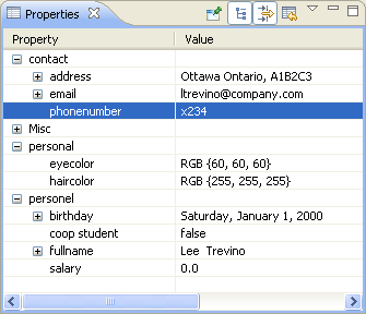 Properties view