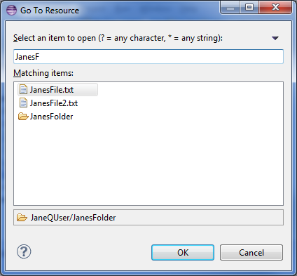 Goto Resource popup