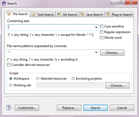 File search dialog