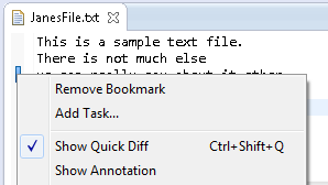 Bookmark menu