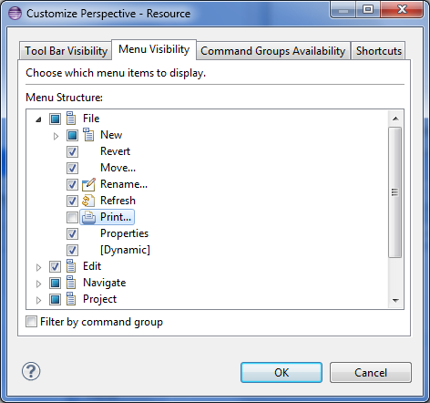 Turning off the 'Print' menu item