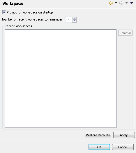 Workspaces preference page