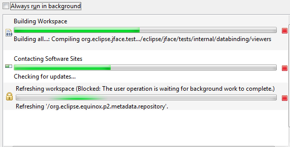 Image of Progress Information view with an operation that is waiting for another to complete.